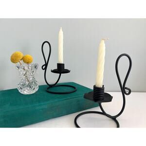 VTG Black Iron Chamber Style Candlesticks Fall Modern Living Room Decor Cozy